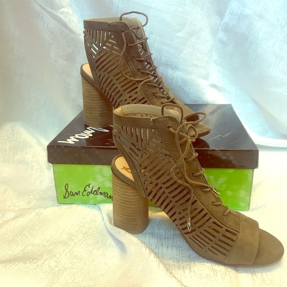 Sam Edelman brown open toe heel sz 8